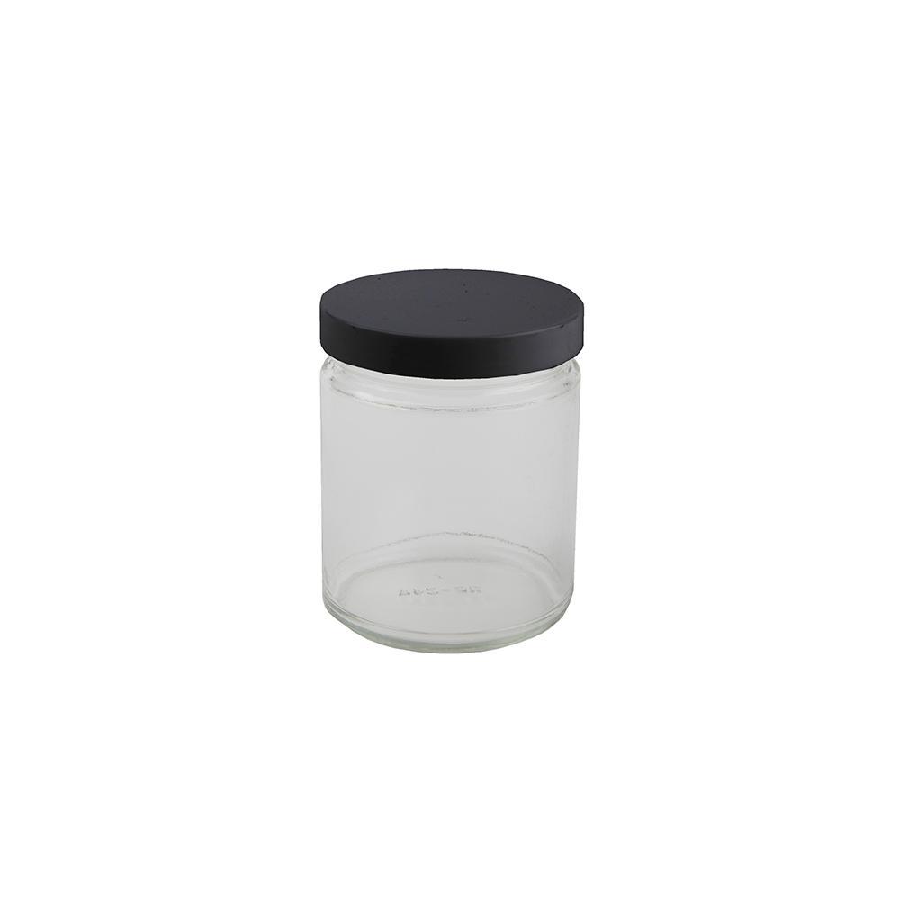 9oz Glass Jar -  Black Cap - 12ct