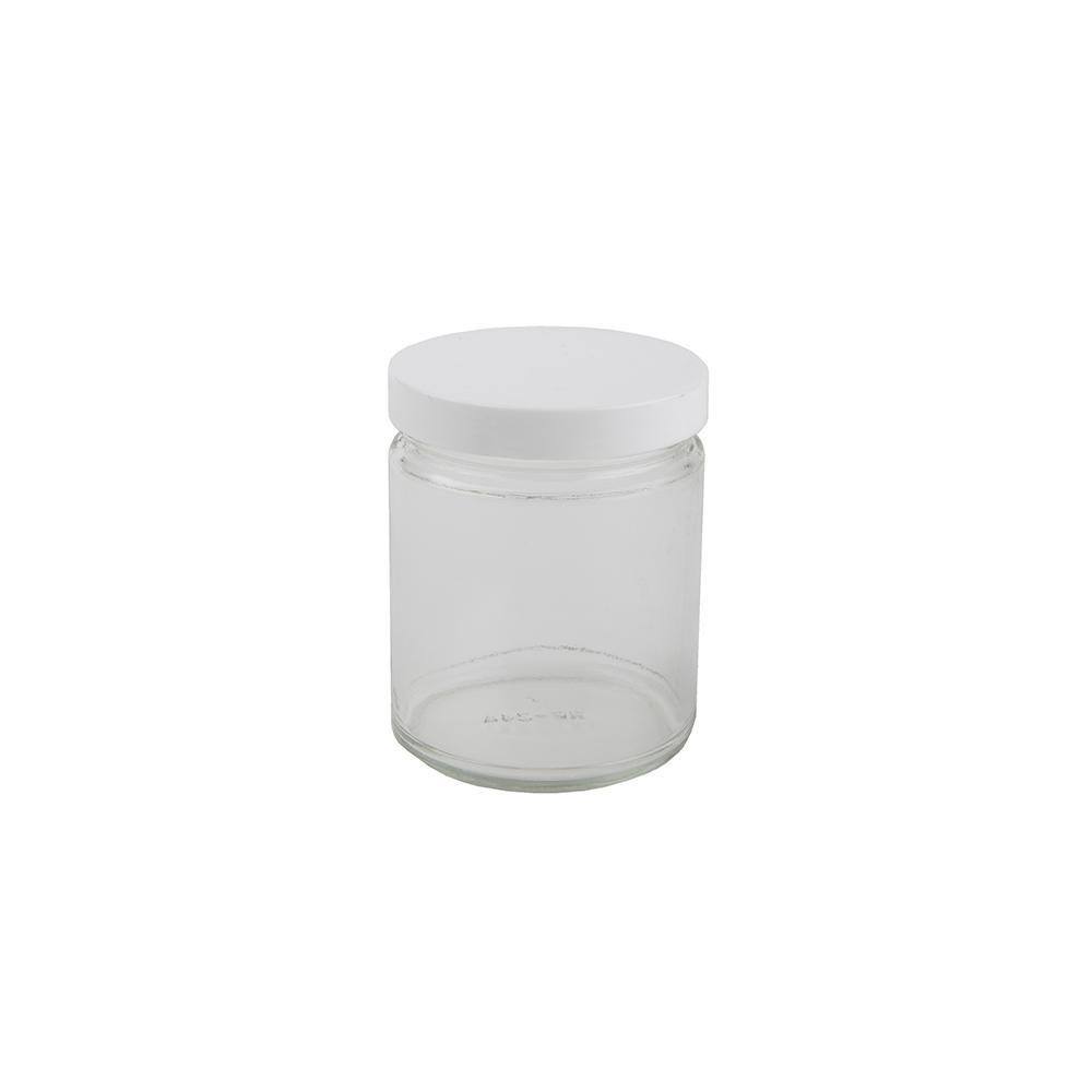 9oz Glass Jar -  White Cap - 12ct