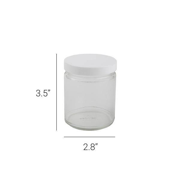 9oz Glass Jar -  White Cap - 12ct