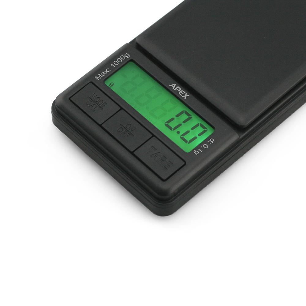 Truweigh APEX Digital Mini Scale - 1000g x 0.1g - Black Portable Scale