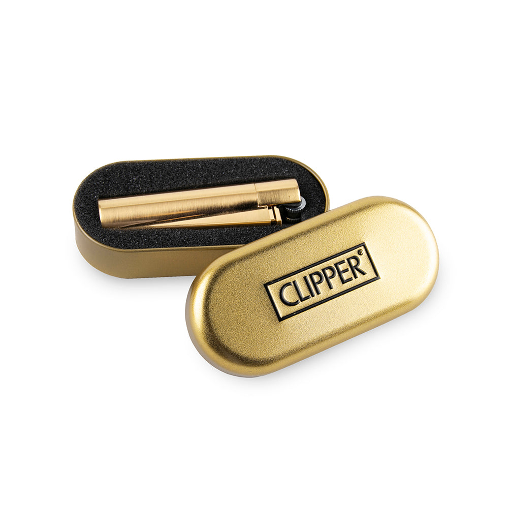 Clipper Full Metal Lighter Display - 12ct - Gold